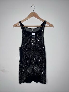 Joie Black Embellished Beaded Tank Top